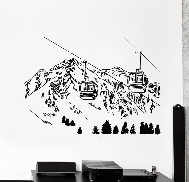 Vinyl Wall Decal Sketch Ski Resort Mountain landscape Funicular Sticke —  Wallstickers4you