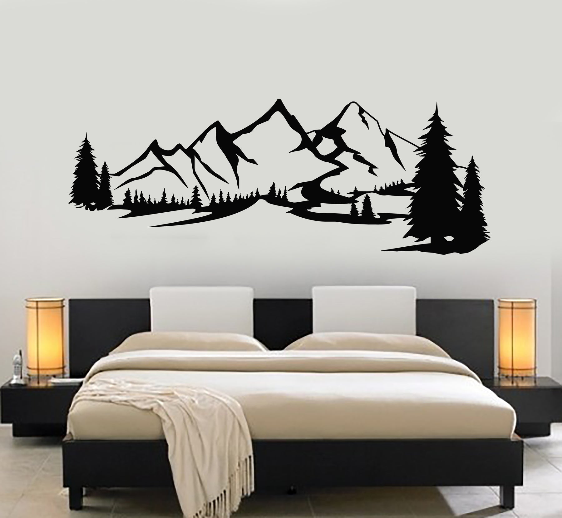 Designer Stencils Mountain Silhouette Landscape Wall Stencil SKU #3146