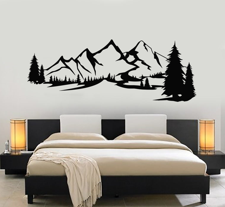 Vinyl Wall Decal Nature Art Landscape Mountains Silhouette Stickers Mural (g7349)