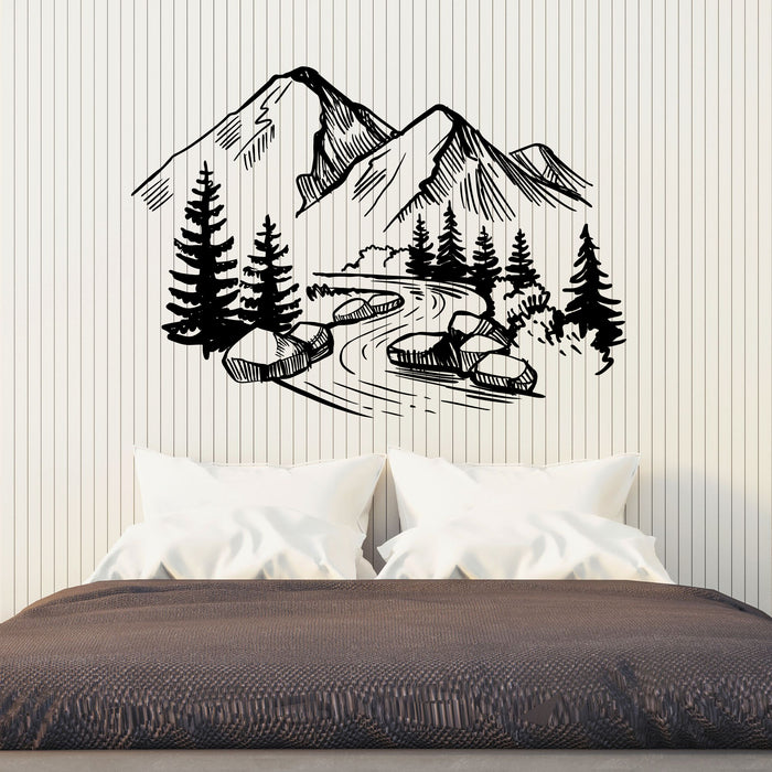 Mountains Vinyl Wall Decal Nature Road Stickers Mural (k071)