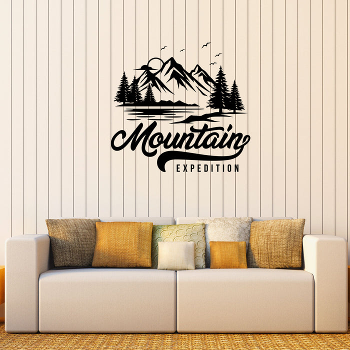 Mountains Expedition Wall Vinyl Decal Nature Lettering Christmas Trees Hobby Tourism Stickers Mural (k256)