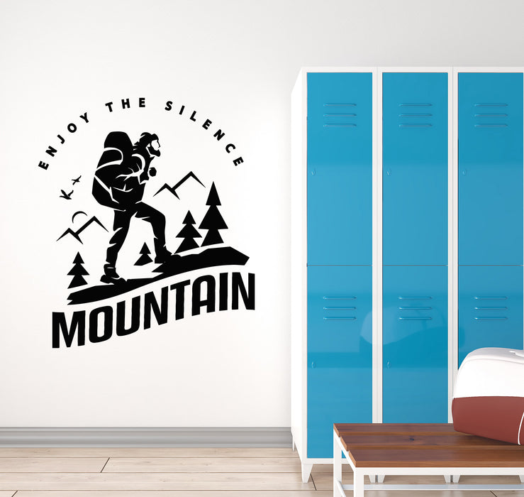 Vinyl Wall Decal Phrase Enjoy The Silence Mountain Adventure Stickers Mural (g4611)