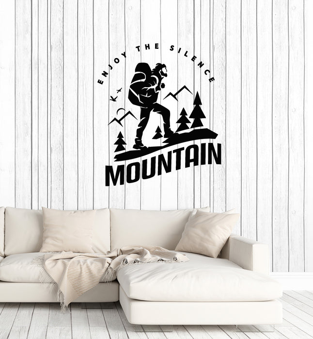 Vinyl Wall Decal Phrase Enjoy The Silence Mountain Adventure Stickers Mural (g4611)