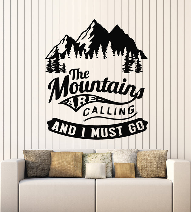 Vinyl Wall Decal Mountains Camping Phrase Quote Nature Adventure Stickers Mural (g2708)