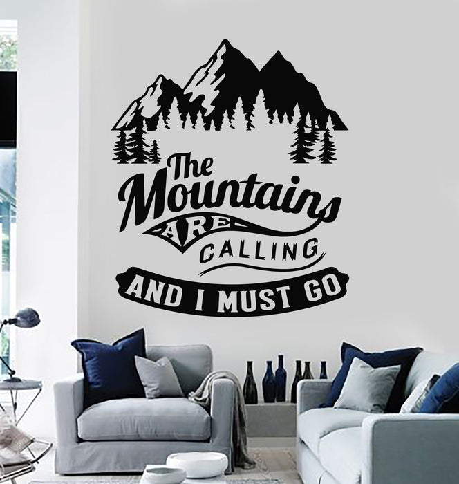 Vinyl Wall Decal Mountains Camping Phrase Quote Nature Adventure Stickers Mural (g2708)