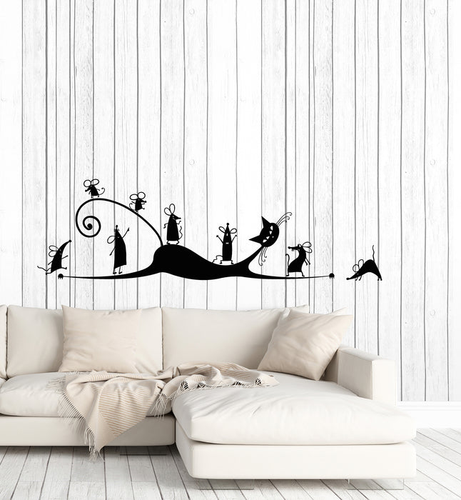 Vinyl Wall Decal Funny Mouse Cat Cartoon Decor Kids Room Stickers Mural (g5731)