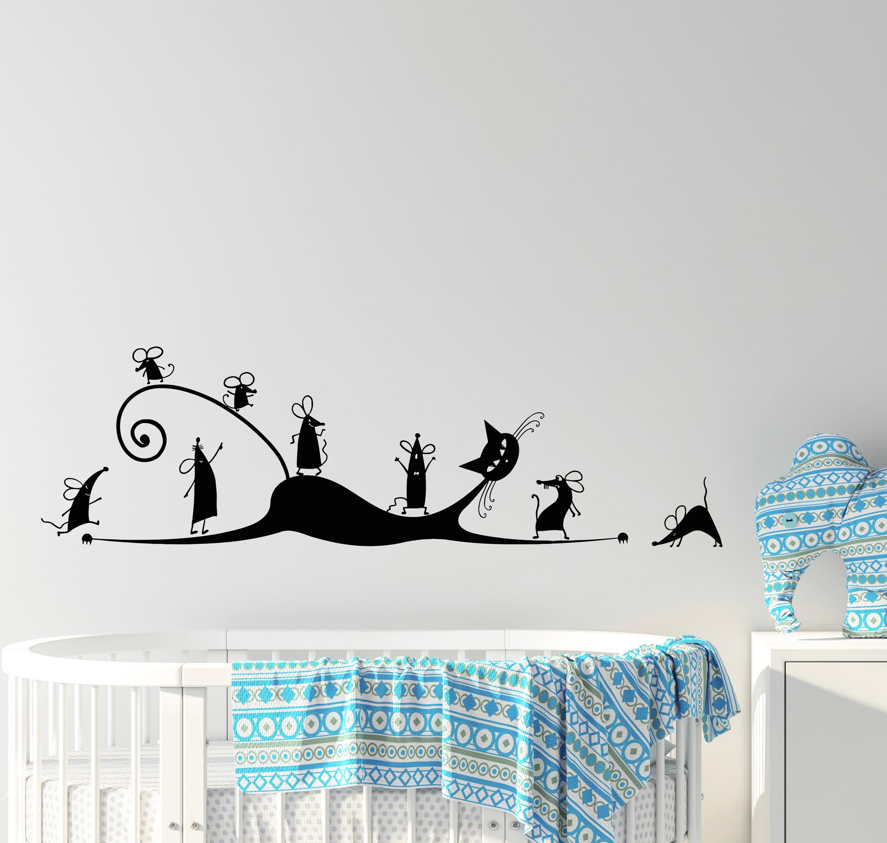 Vinyl Wall Decal Funny Mouse Cat Cartoon Decor Kids Room Stickers Mura —  Wallstickers4you