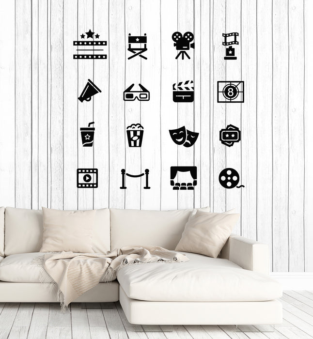 Vinyl Wall Decal Cinema Loves Films Movie Time Theatre Art Stickers Mural (g5620)