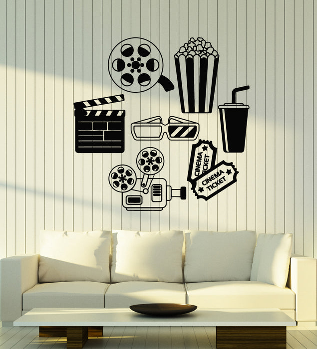 Vinyl Wall Decal Popcorn Cinema Films Movie Theatre Filming Stickers Mural (g6260)