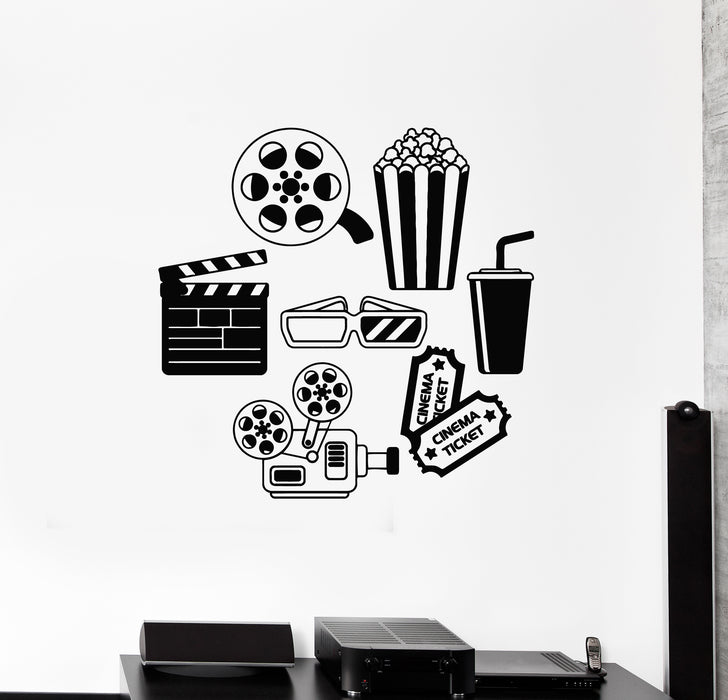 Vinyl Wall Decal Popcorn Cinema Films Movie Theatre Filming Stickers Mural (g6260)
