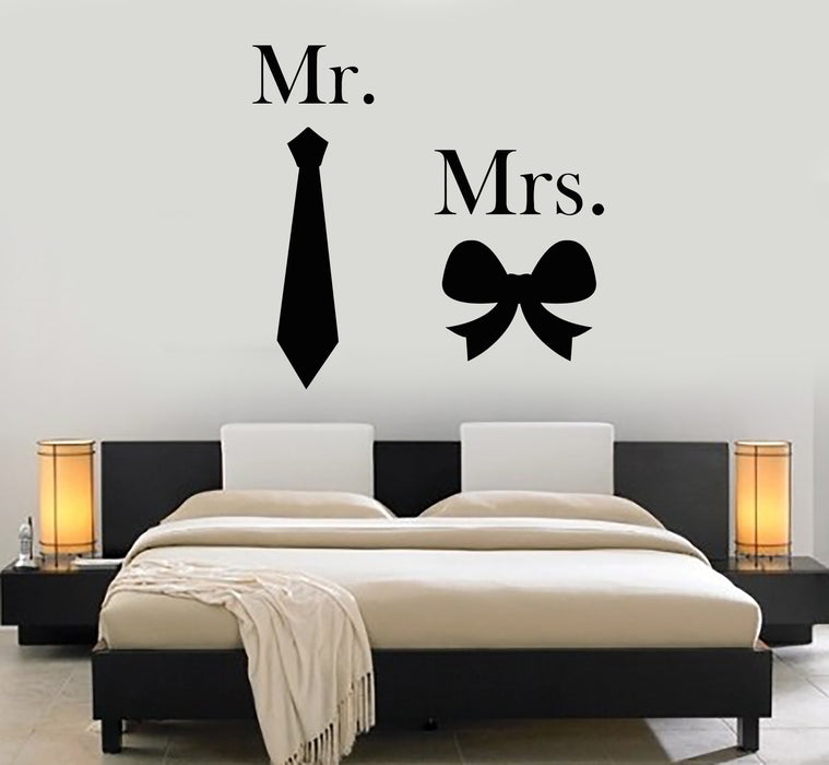 Vinyl Wall Decal Man Woman Mr. And Mrs Bow Tie Bedroom Stickers Mural (g3431)
