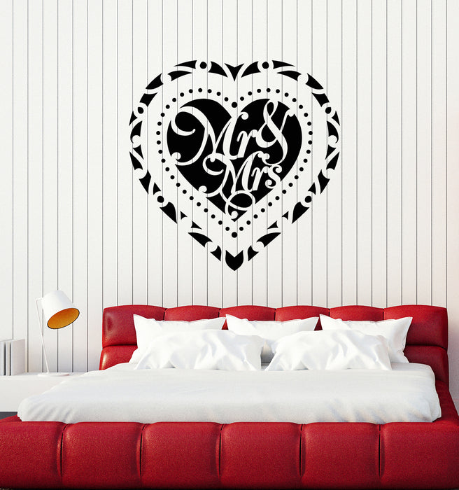 Vinyl Wall Decal Mr. and Mrs. Love Romance Family Bedroom Stickers Mural (g3448)