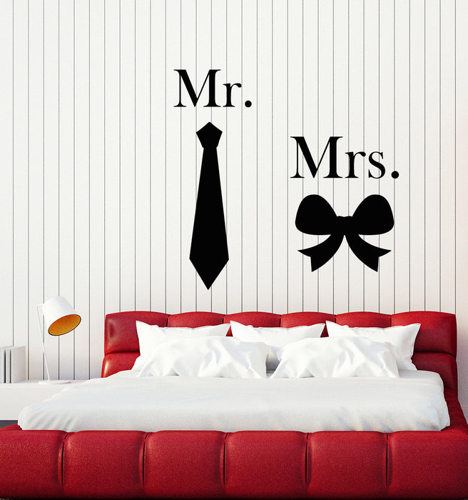Vinyl Wall Decal Man Woman Mr. And Mrs Bow Tie Bedroom Stickers Mural (g3431)