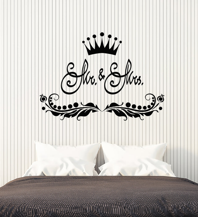 Vinyl Wall Decal Mr. And Mrs Bedroom Romantic Room Boutique Stickers Mural (g3456)