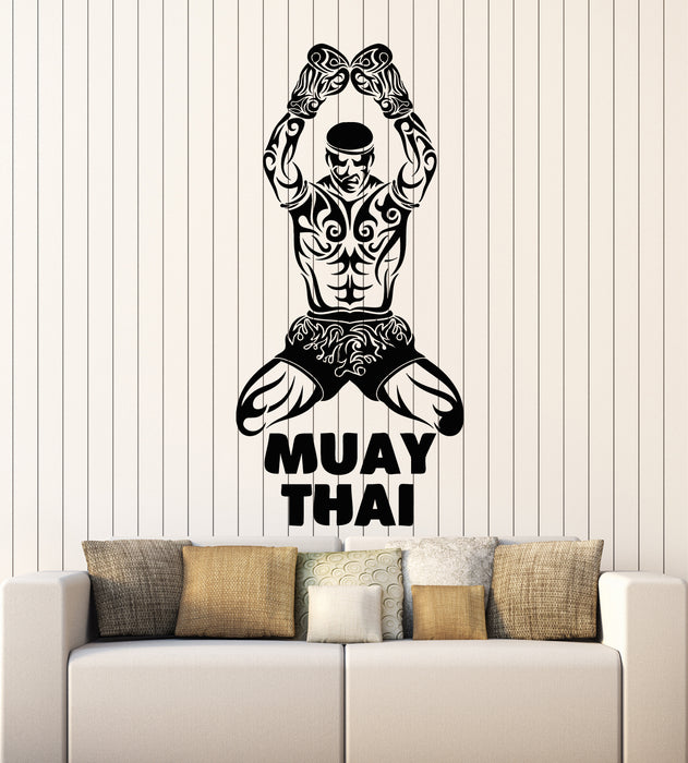 Vinyl Wall Decal Muay Thai Boxing Fight Sports Gym Decor Stickers Mural (g4998)