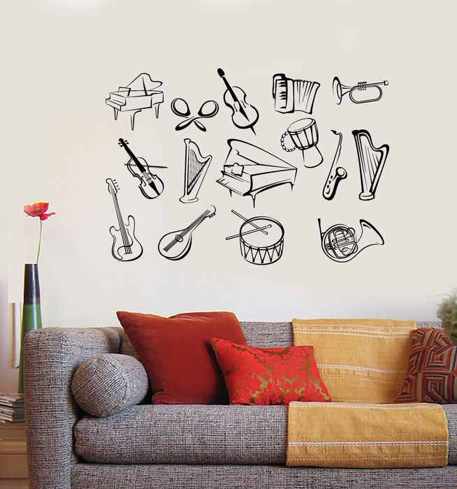 Vinyl Wall Decal Sketch Musical Percussion Instruments Music Shop Stickers Mural (g7814)