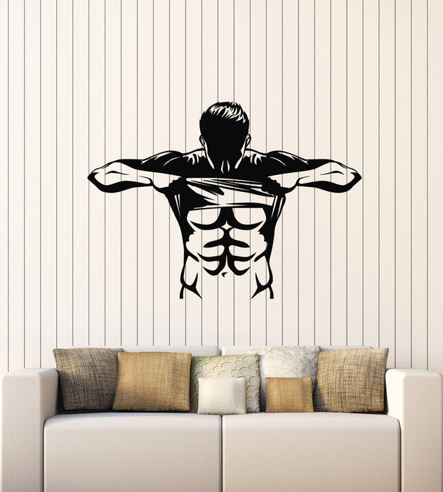 Vinyl Wall Decal Sport Gym Bodybuilding Athlete Muscle Stickers Mural (g3034)