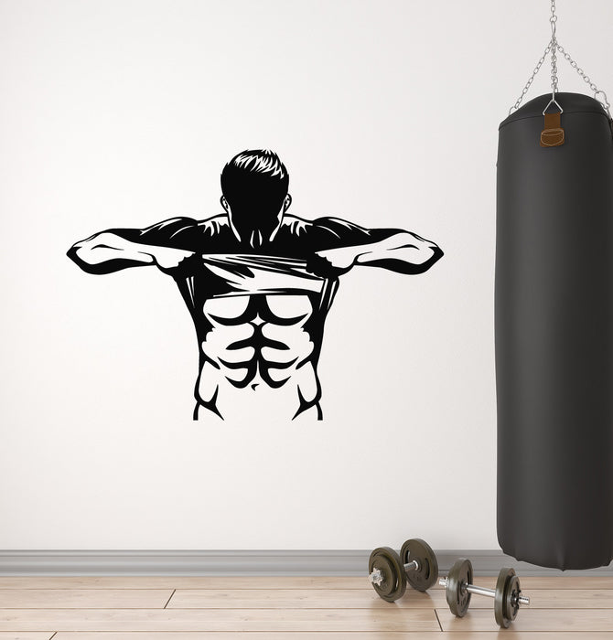Vinyl Wall Decal Sport Gym Bodybuilding Athlete Muscle Stickers Mural (g3034)