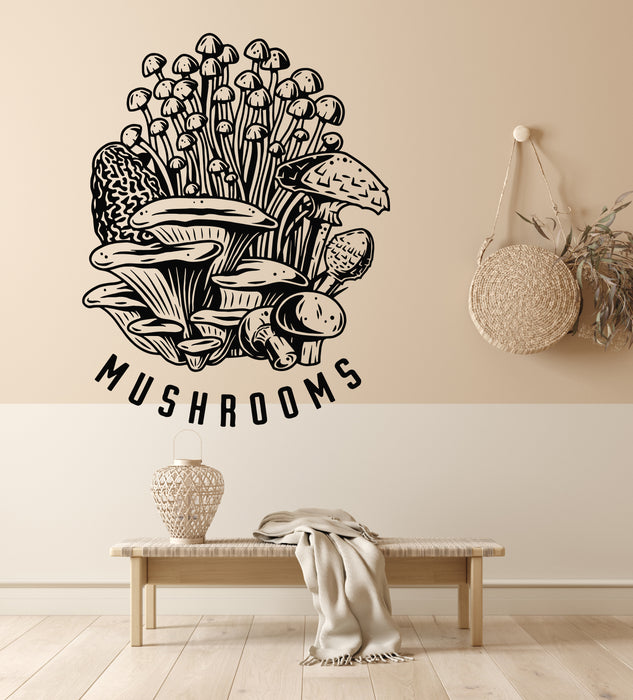 Autocollant mural en vinyle représentant une forêt d'automne cueillant des champignons (g7729)