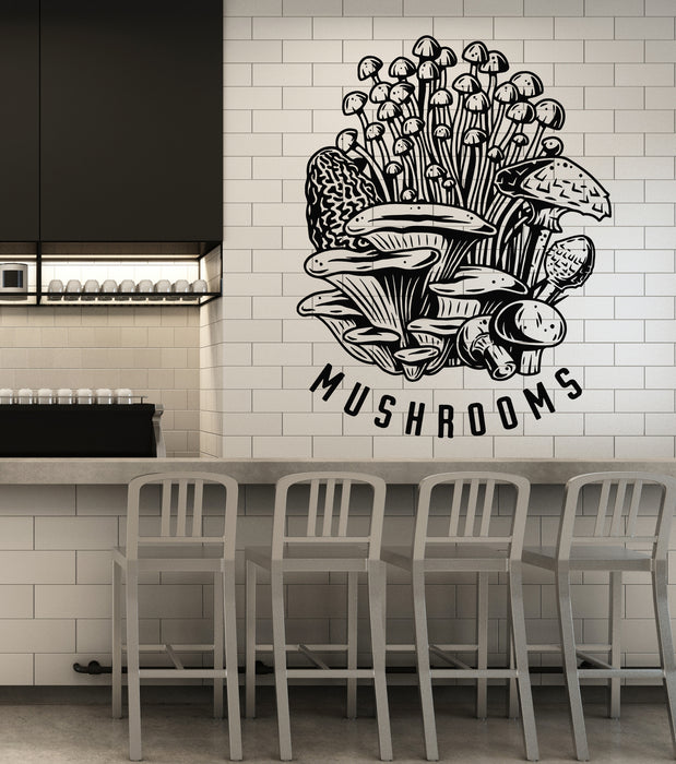 Autocollant mural en vinyle représentant une forêt d'automne cueillant des champignons (g7729)