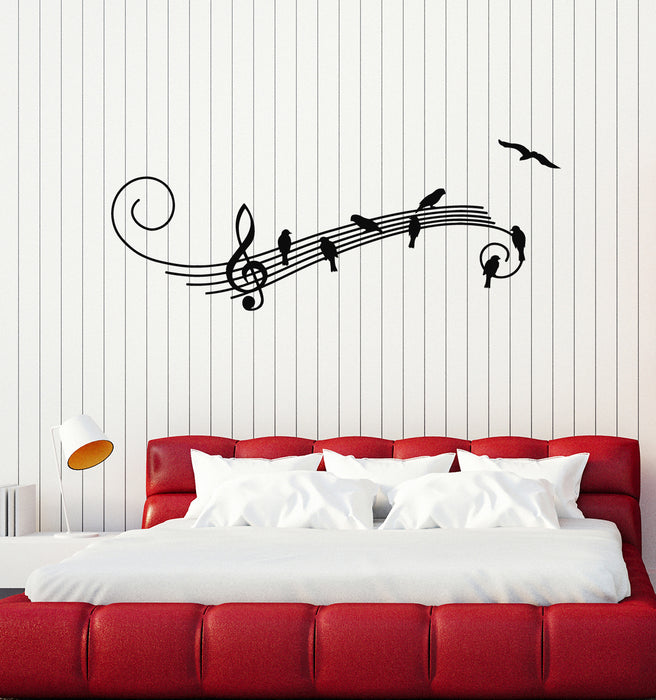 Vinyl Wall Decal Music Birds Treble Clef Musical Art Songbird Stickers Mural (g2072)