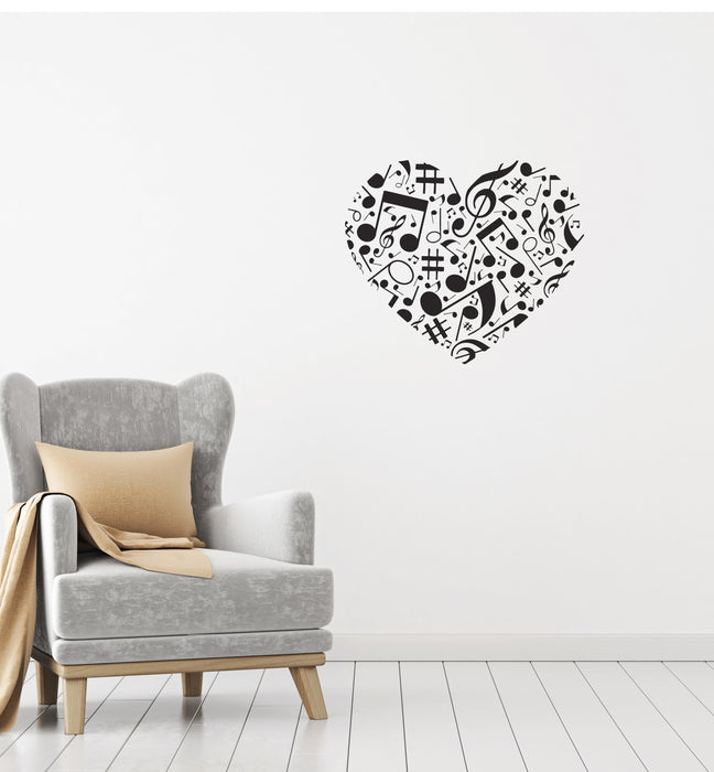 Vinyl Wall Decal Music Love Heart Notes Home Decor Unique Gift Stickers Mural (g012)