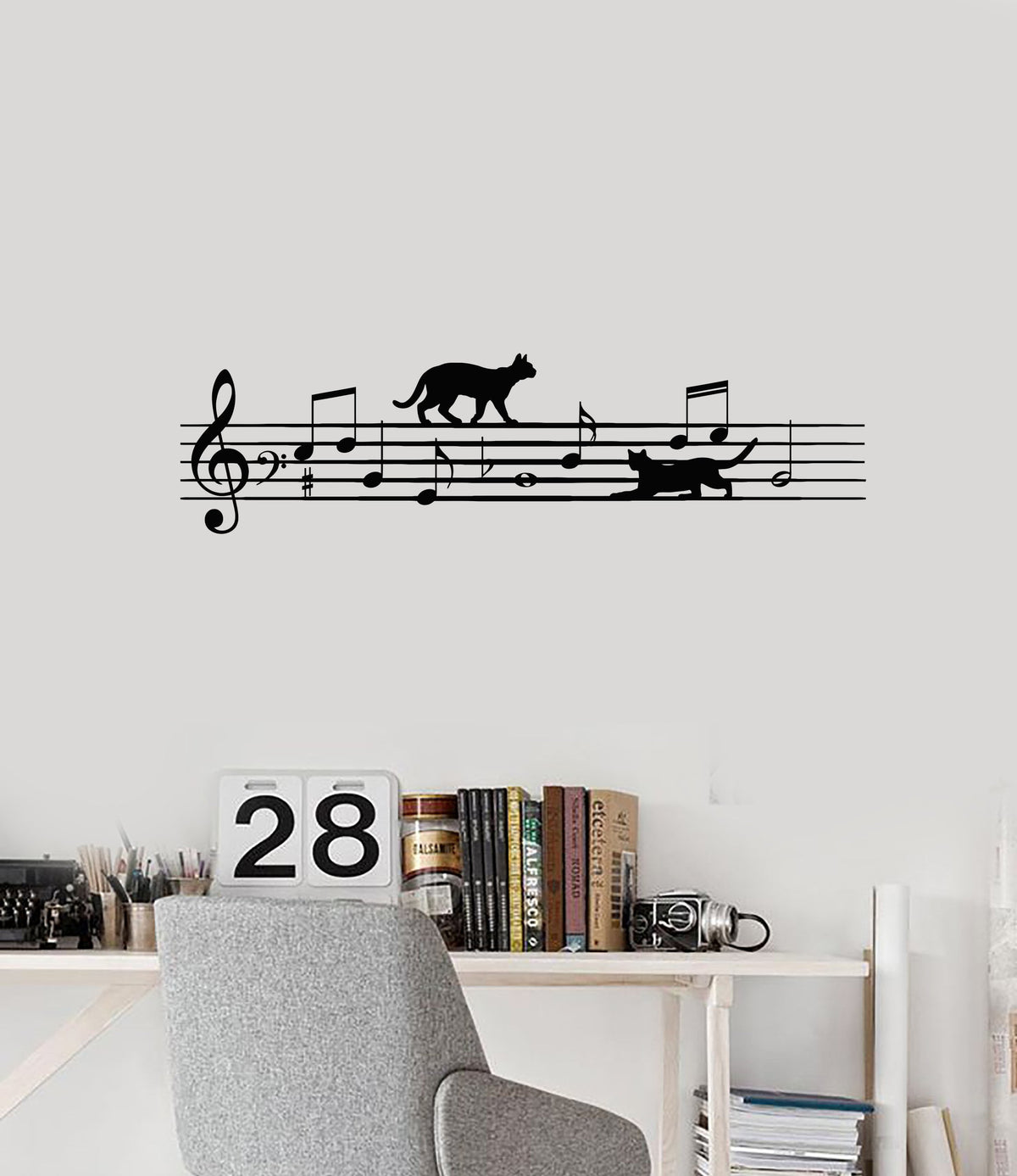 Vinyl Wall Decal Music Cats Musical Notes Animals Pets Kids Room Inter ...