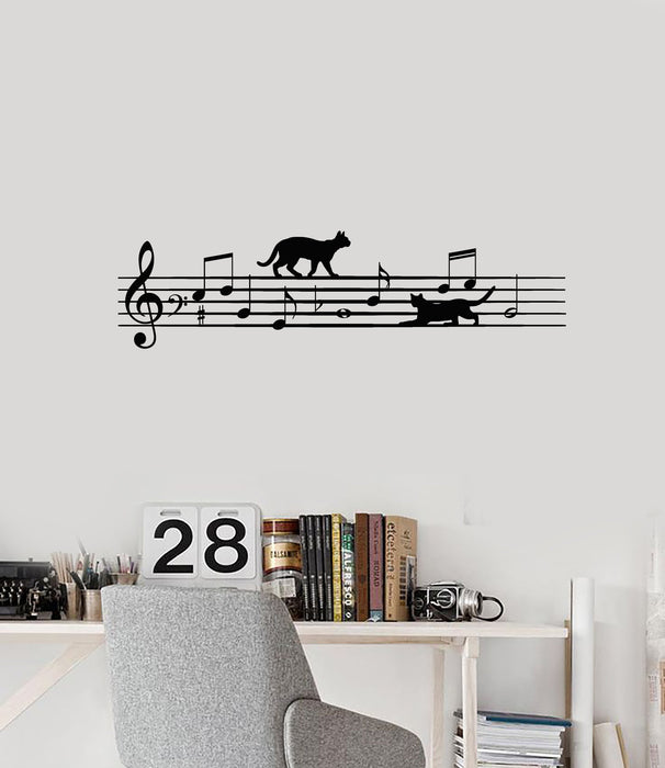 Vinyl Wall Decal Music Cats Musical Notes Animals Pets Kids Room Interior Stickers Mural (ig5845)