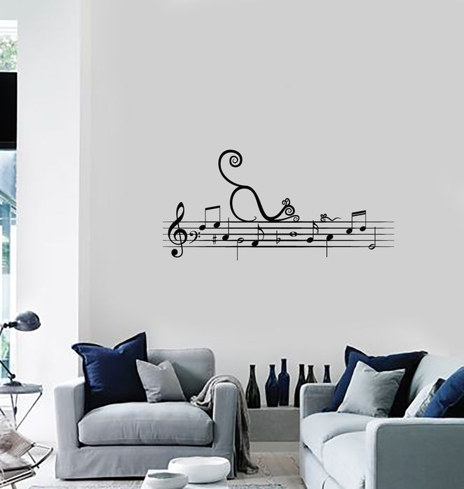 Vinyl Wall Decal Music Notes Musical Cat Creative Idea Kids Room Interior Stickers Mural (ig5967)