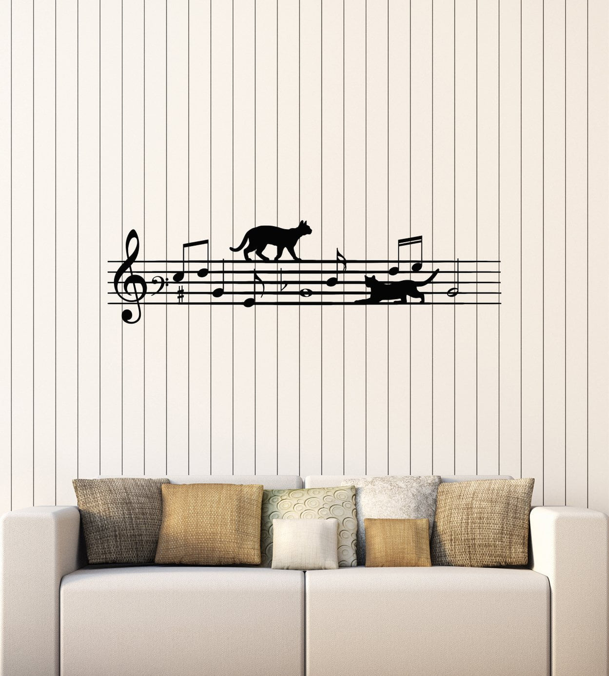 Vinyl Wall Decal Music Cats Musical Notes Animals Pets Kids Room Inter ...