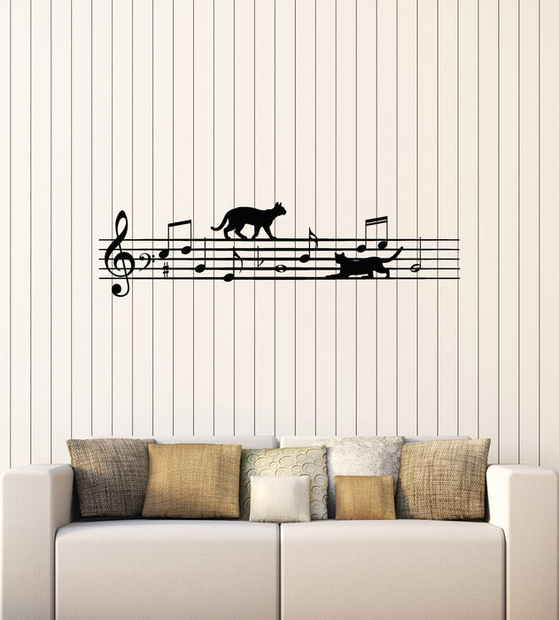 Vinyl Wall Decal Music Cats Musical Notes Animals Pets Kids Room Interior Stickers Mural (ig5845)