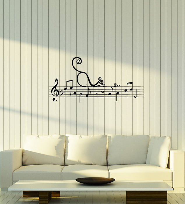 Vinyl Wall Decal Music Notes Musical Cat Creative Idea Kids Room Interior Stickers Mural (ig5967)