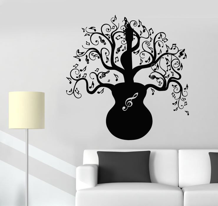 Vinyl Wall Decal Music Tree Guitar Notes Branches Nature Stickers Mural (g2609)