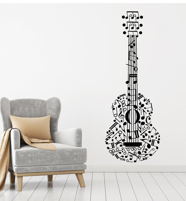 Vinyl Wall Decal Guitar Musical Instrument Notes Clef Music Art Stickers Mural (g1133)