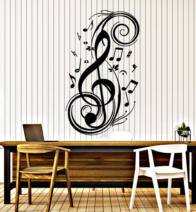 Vinyl Wall Decal Clef Sign Melodious Notes Music School Stickers Mural (g1296)