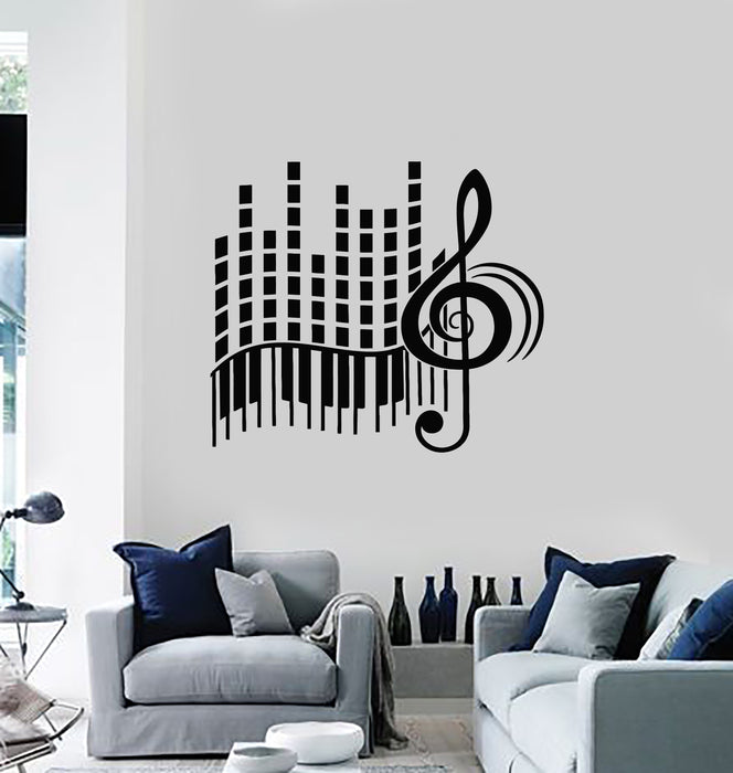Vinyl Wall Decal Music Love Stereo Treble Clef Abstract Piano Stickers Mural (g1666)
