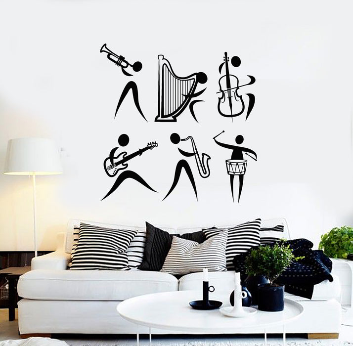 Vinyl Wall Decal Musical Instrument Music Band Jazz Stickers Mural (g1800)