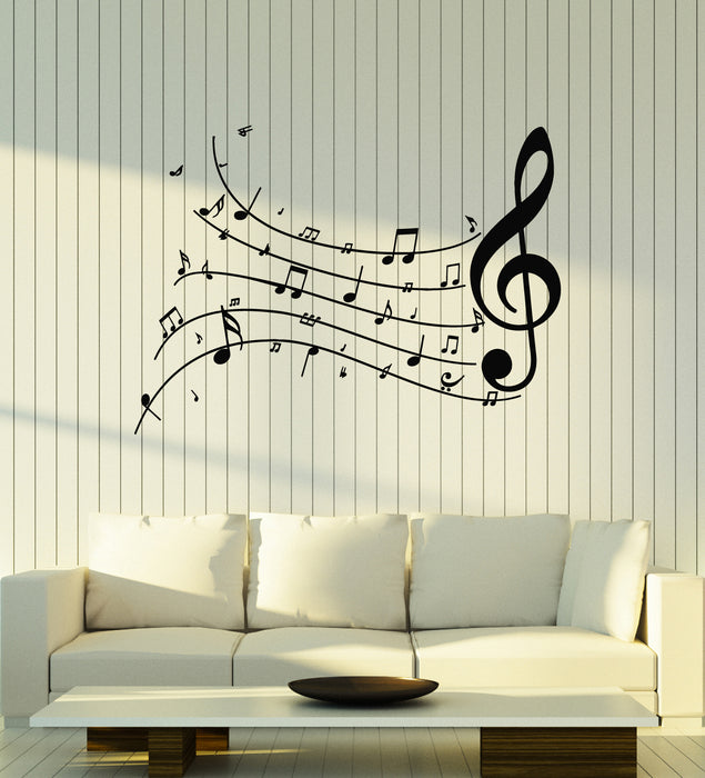 Vinyl Wall Decal Music Notation Clef Sign Musical Notes Symphony Stickers Mural (g1933)