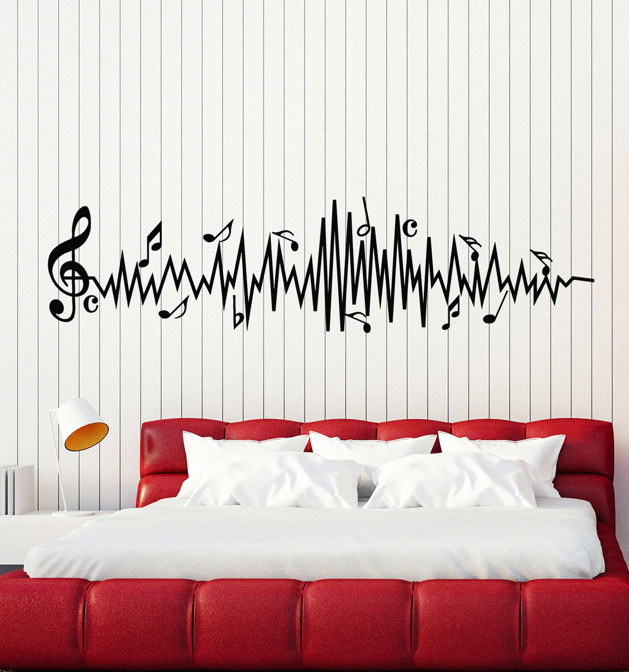 Vinyl Wall Decal Musical Notes Heartbeat Music School Room Decor Stick ...