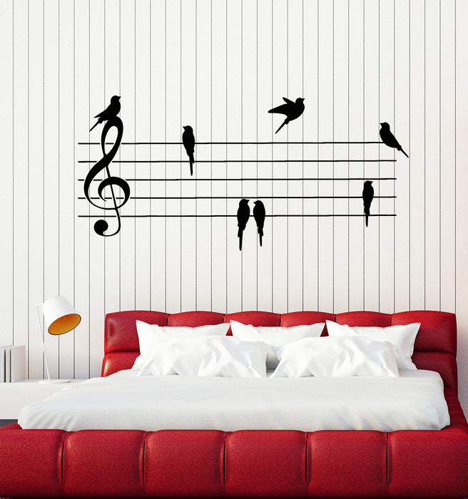 Vinyl Wall Decal Music Notes Paper Musical Keys Birds Home Decor Stickers Mural (g2789)