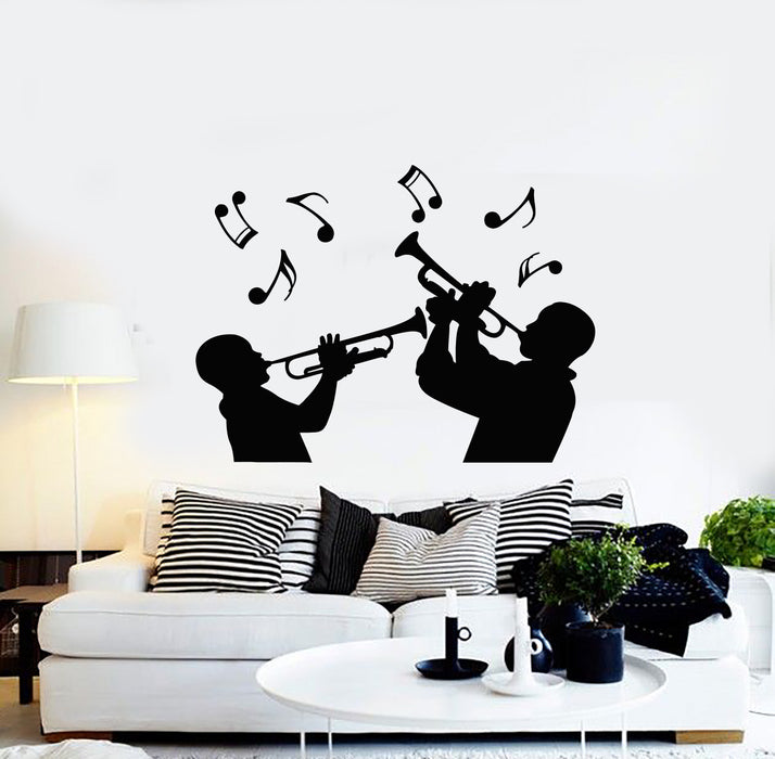 Vinyl Wall Decal Trumpet Musical Instrument Trumpeters Music Notes Stickers Mural (g507)