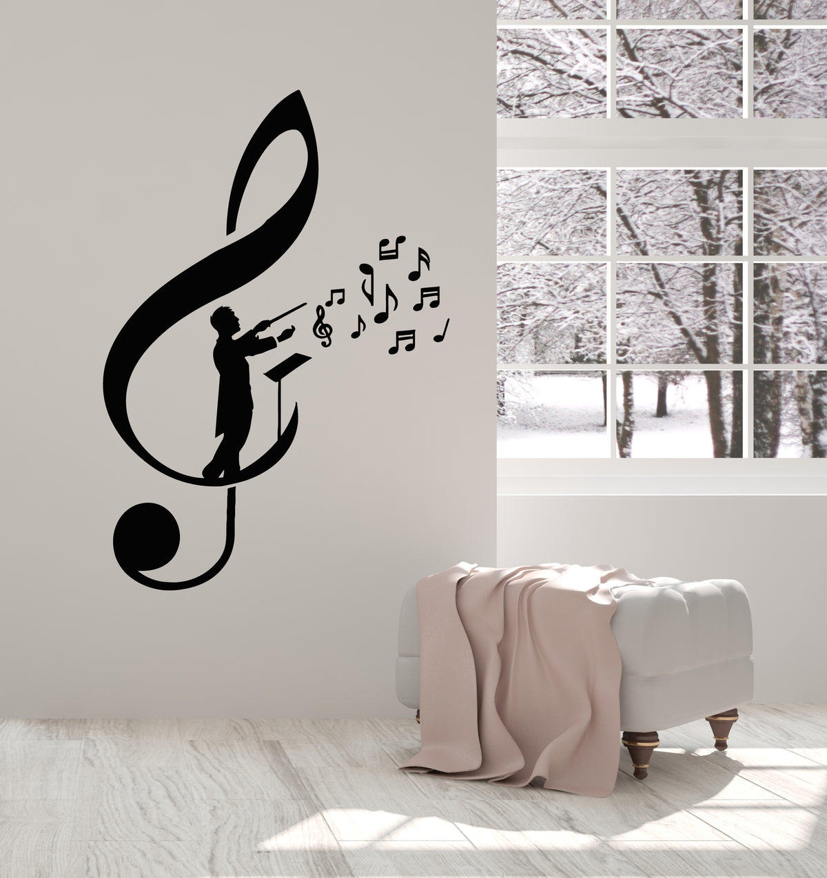 Vinyl Wall Decal Treble Clef Musical Notes Conductor Maestro Orchestra ...