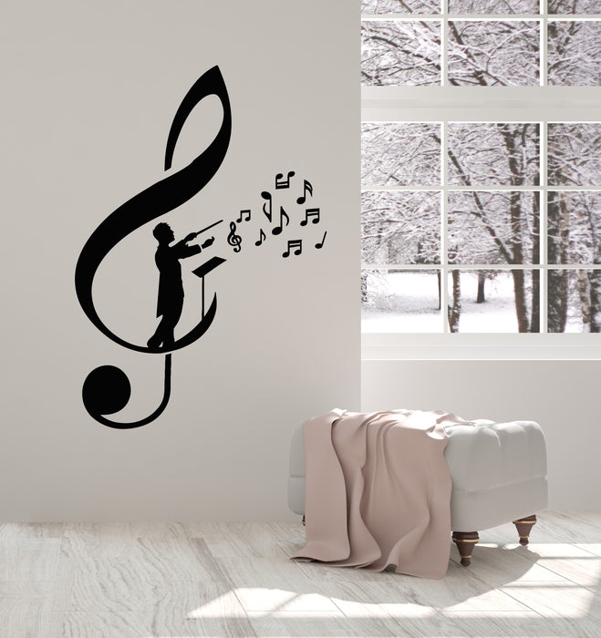 Vinyl Wall Decal Treble Clef Musical Notes Conductor Maestro Orchestra Stickers Mural (g686)