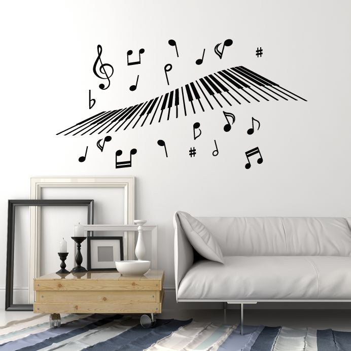 Vinyl Wall Decal Piano Keyboard Keys Music Notes Treble Clef Musical Decor Stickers Mural (g971)