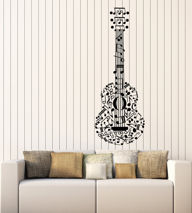 Vinyl Wall Decal Guitar Musical Instrument Notes Clef Music Art Stickers Mural (g1133)