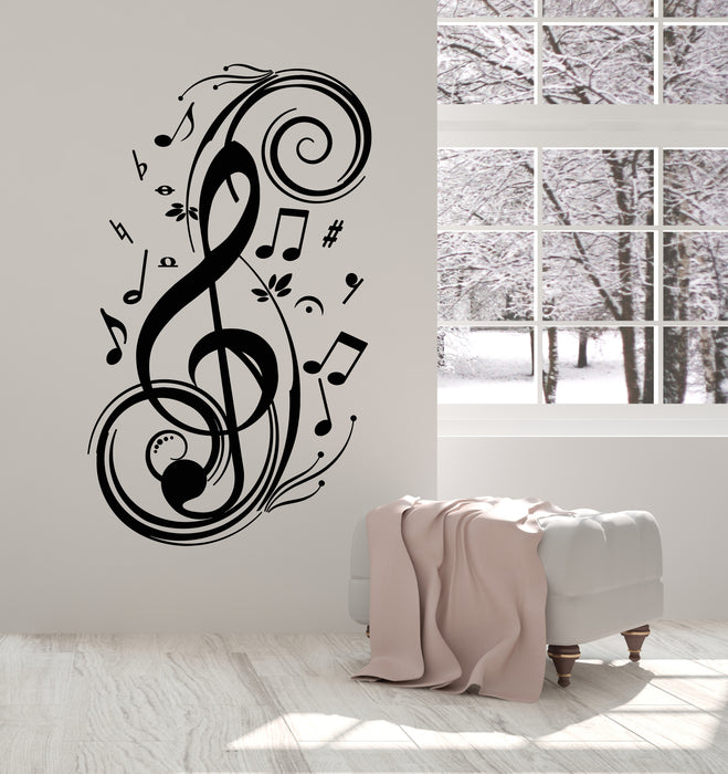 Vinyl Wall Decal Clef Sign Melodious Notes Music School Stickers Mural (g1296)