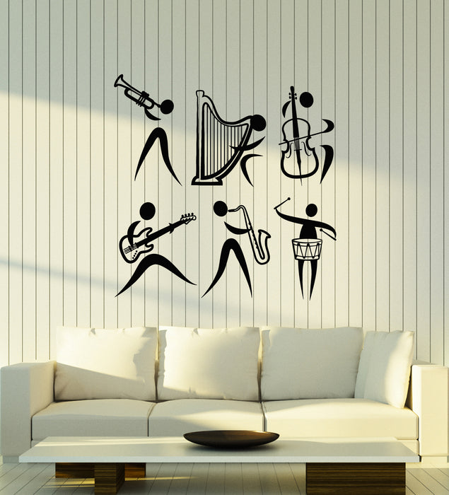Vinyl Wall Decal Musical Instrument Music Band Jazz Stickers Mural (g1800)