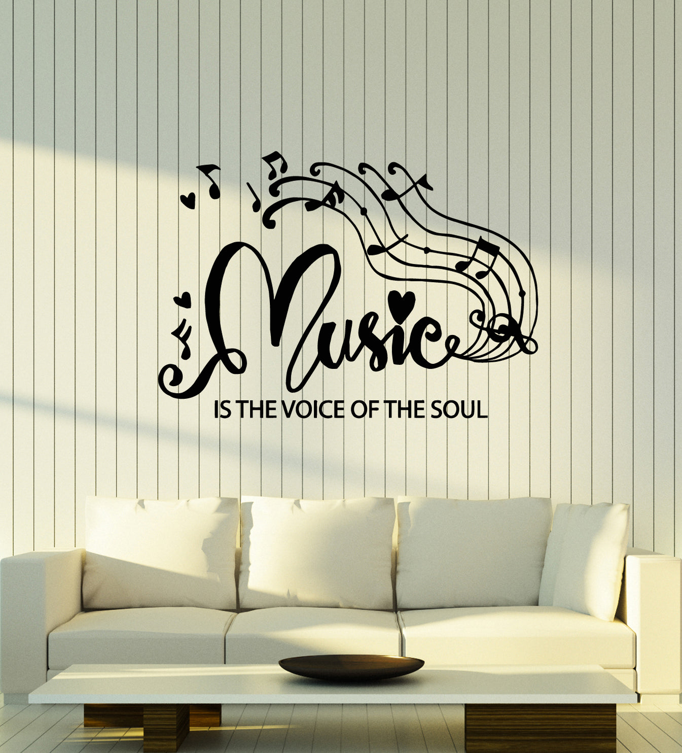 Vinyl Wall Decal Music Quote Phrase Musical Notes Clef Heart School St ...