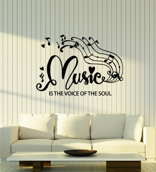 Vinyl Wall Decal Music Quote Phrase Musical Notes Clef  Heart School Stickers Mural (g1930)