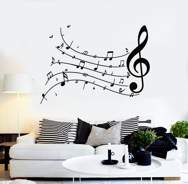 Vinyl Wall Decal Music Notation Clef Sign Musical Notes Symphony Stickers Mural (g1933)